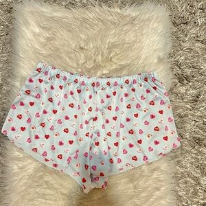 Light Blue Heart Print Shorts